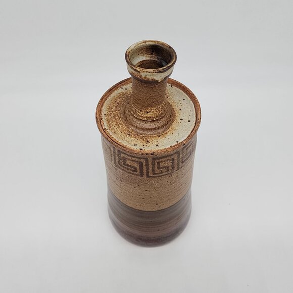 1970s Studio Pottery Ceramic Vase Bottle Incense Burner Open Lid Jar VTG - Picture 2 of 11